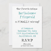 Uitnodiging Antiek  partij voor de aflossing van v (Achterkant)