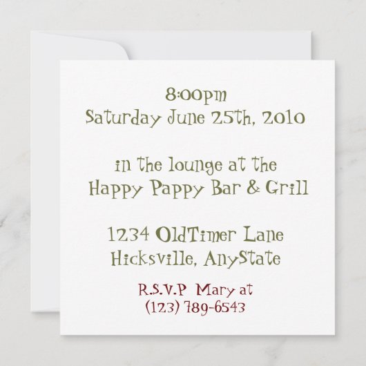 Uitnodiging Antiek partij voor de aflossing van vr (Achterkant)