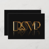 Uitnodiging antwoordkaart Zwart goud chic (Voorkant / Achterkant)
