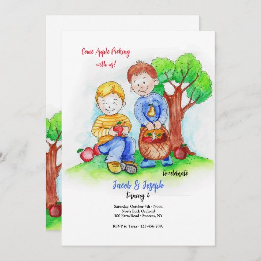 Uitnodiging Appelplukjongens (Voorkant / Achterkant)