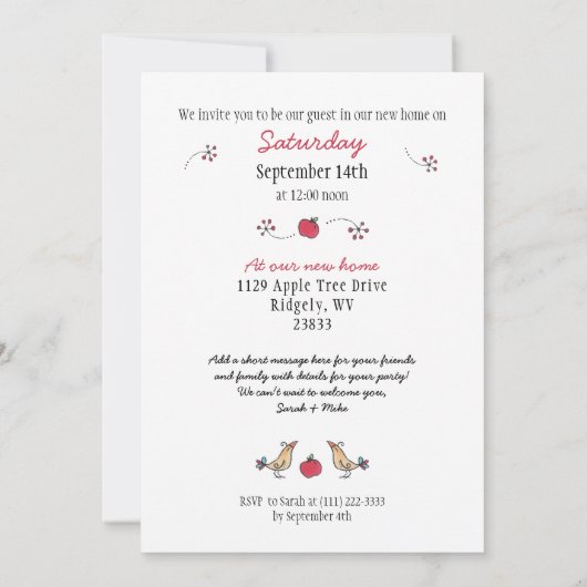 Uitnodiging Apple Tree Housewarming Party (Achterkant)