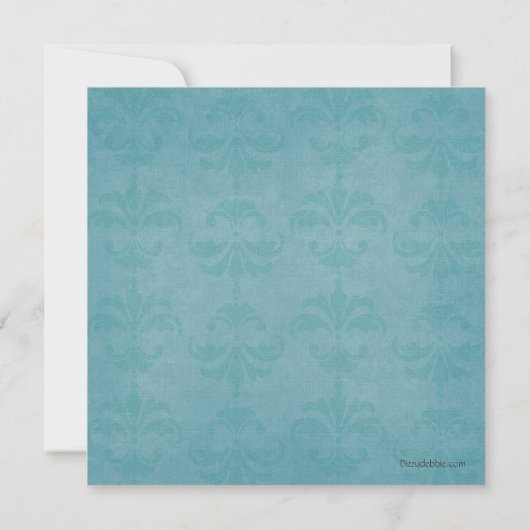 uitnodiging Aqua Damask Birthday (Achterkant)