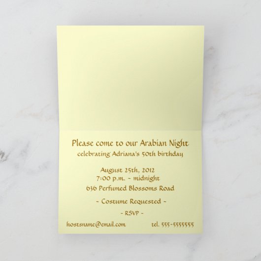 Uitnodiging Arabische Nacht (Binnen)