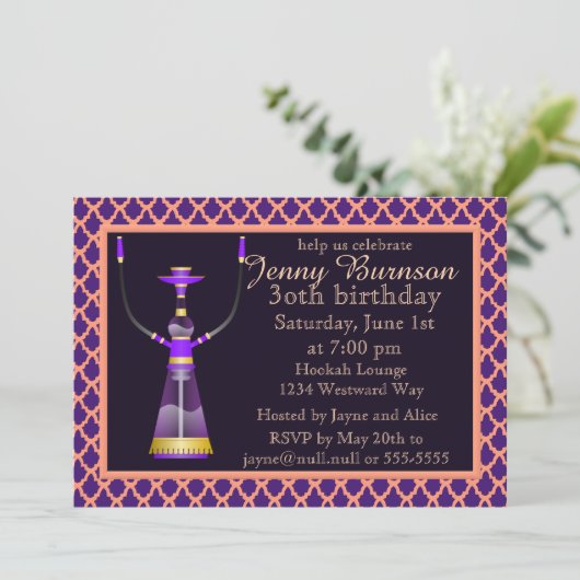 Uitnodiging Arabische Nights Hookah (Staand voorkant)
