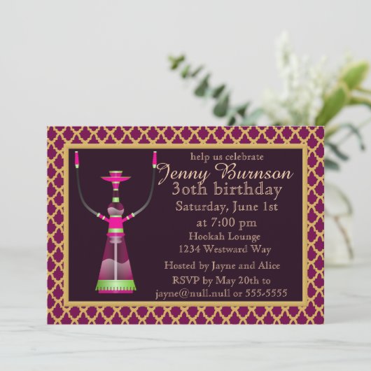 Uitnodiging Arabische Nights Hookah (Staand voorkant)