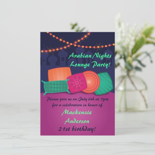 Uitnodiging Arabische Nights Lounge (Staand voorkant)