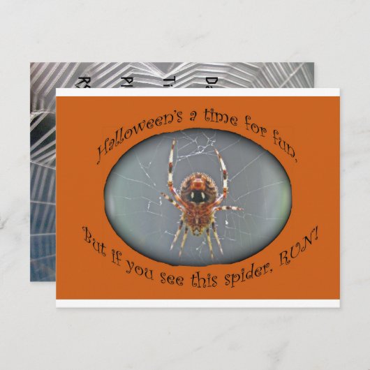Uitnodiging Araneus Orb Weaver Spider Halloween (Voorkant / Achterkant)