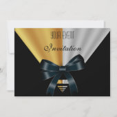 Uitnodiging art Deco Black Gold Bow (Voorkant)