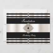 Uitnodiging art Deco Black Sepia Cream Stripe (Voorkant)