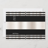 Uitnodiging art Deco Black Sepia Cream Stripe (Achterkant)