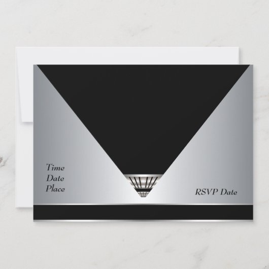 Uitnodiging Art Deco Black Silver (Achterkant)