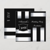 Uitnodiging Art Deco Black White 30th Birthday Par (Voorkant / Achterkant)