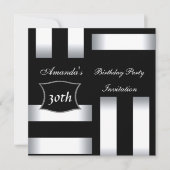 Uitnodiging Art Deco Black White 30th Birthday Par (Voorkant)