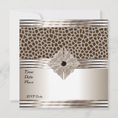 Uitnodiging Art Deco Cream Beige Animal Print (Achterkant)