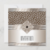 Uitnodiging Art Deco Cream Beige Animal Print (Voorkant)