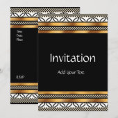 Uitnodiging Art Deco Goud Zwart Wit (Voorkant / Achterkant)