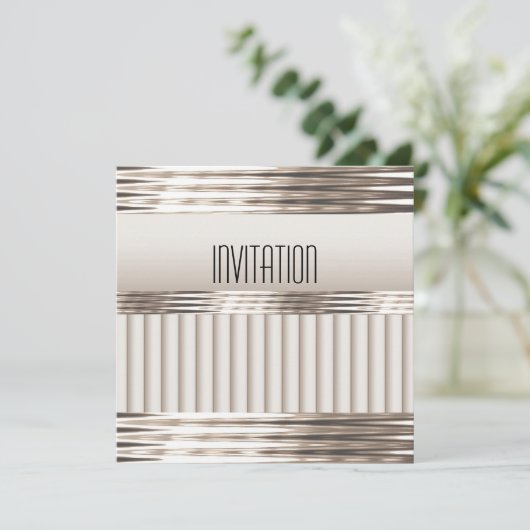 Uitnodiging art Deco Light Sepia (Staand voorkant)