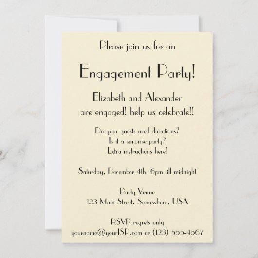 Uitnodiging  Art Deco Love Engagement Party (Achterkant)