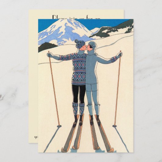 Uitnodiging  Art Deco Love Engagement Party (Voorkant / Achterkant)