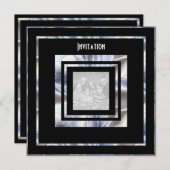Uitnodiging Art Deco Silver Black Voeg je foto toe (Voorkant / Achterkant)