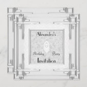 Uitnodiging Art Deco Silver White (Voorkant / Achterkant)
