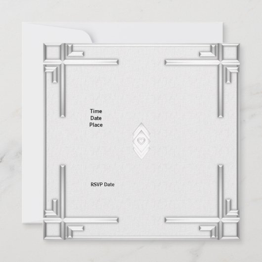 Uitnodiging Art Deco Silver White (Achterkant)