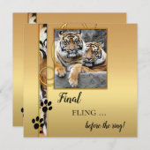 Uitnodiging artistieke Gold Tiger Bachelorette Par (Voorkant / Achterkant)