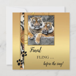 Uitnodiging artistieke Gold Tiger Bachelorette Par