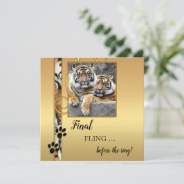 Uitnodiging artistieke Gold Tiger Bachelorette Par