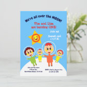 Uitnodiging astronauten van Twins eerste verjaarda (Staand voorkant)