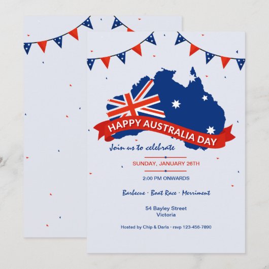 Uitnodiging Australië Day Party (Voorkant / Achterkant)