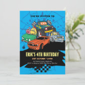 Uitnodiging autopartij, uitnodiging voor autoverja (Staand voorkant)