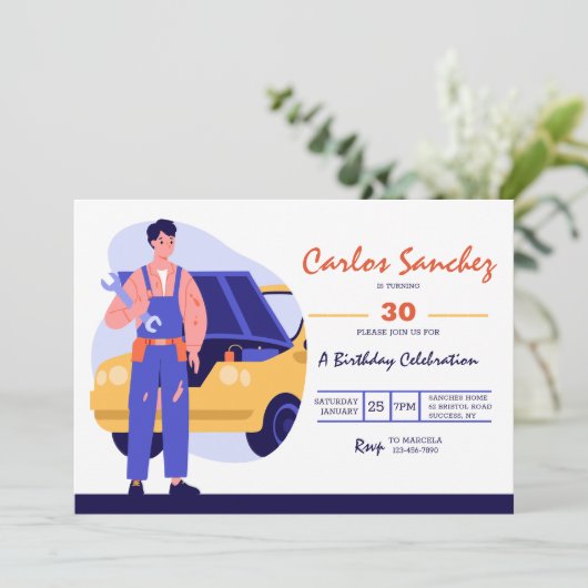 Uitnodiging Autotechnicus (Staand voorkant)