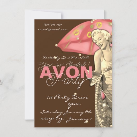Uitnodiging Avon Party (Voorkant)