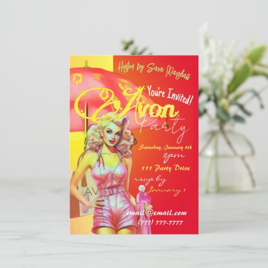 Uitnodiging Avon Party (Staand voorkant)
