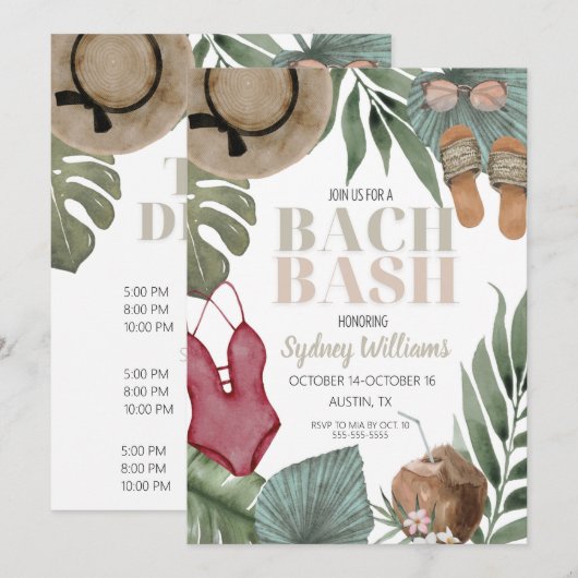 UITNODIGING AVOND VOOR DE BRUID PARTYSTRAND ROUTE (Voorkant / Achterkant)