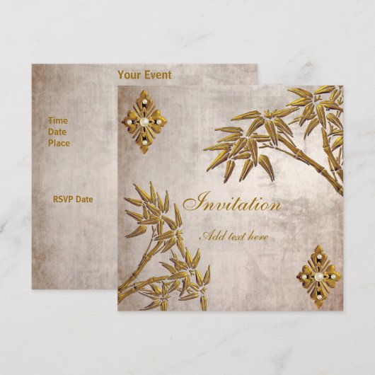 Uitnodiging - Aziatisch oud oud papier (Voorkant / Achterkant)