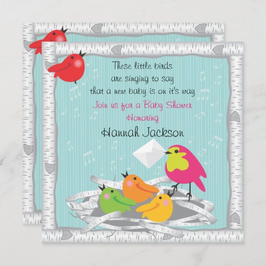 Uitnodiging baby-Baby shower nest (Voorkant / Achterkant)