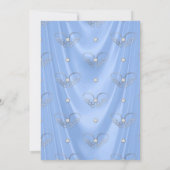 Uitnodiging Baby Engel Blauw Zilver Middelmatig Hu (Achterkant)