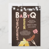 Uitnodiging Baby Q Coed BBQ Baby Shower Rustieke M (Voorkant)