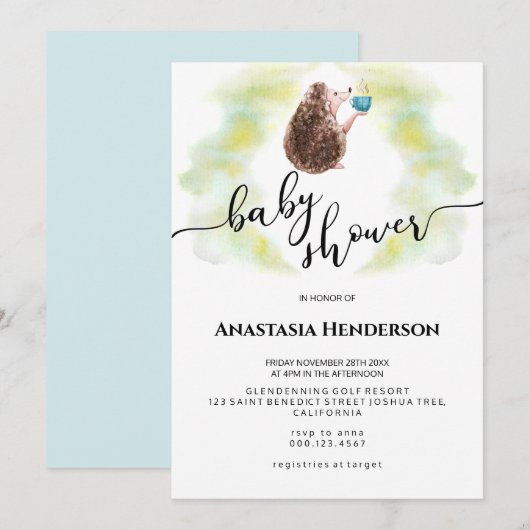 Uitnodiging baby shower. (Voorkant / Achterkant)