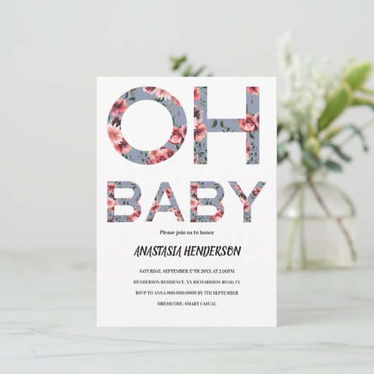 Uitnodiging baby shower. (Staand voorkant)