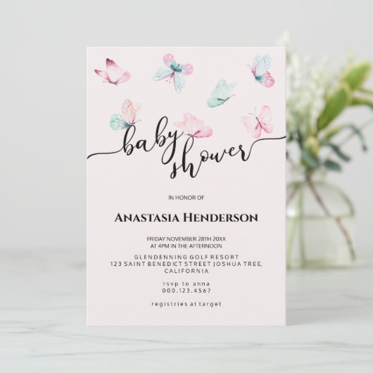 Uitnodiging baby shower. (Staand voorkant)