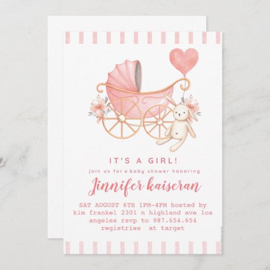 Uitnodiging baby shower (Voorkant / Achterkant)