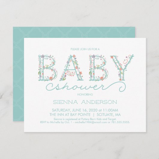 Uitnodiging baby shower - Aangepast uitnodigen (Voorkant / Achterkant)