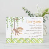 Uitnodiging baby shower - aap (Staand voorkant)