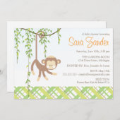 Uitnodiging baby shower - aap (Voorkant / Achterkant)