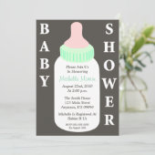 Uitnodiging baby shower (Baby flesje) (Staand voorkant)