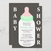 Uitnodiging baby shower (Baby flesje) (Voorkant / Achterkant)