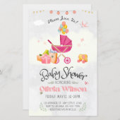 Uitnodiging baby shower, baby meisje (Voorkant / Achterkant)